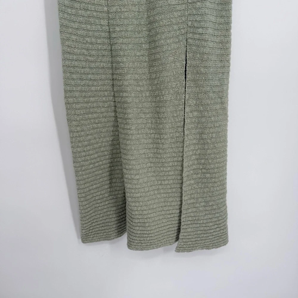 Free People Claudia Green Knit Belted Blanket Skirt Size XS Slit Rib-Knit Maxi - Picture 6 of 11